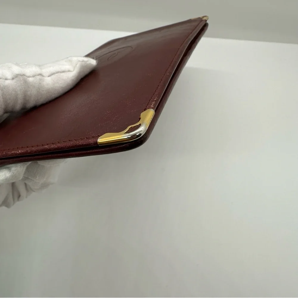 Cartier | Must Have Red Gold Plated Corners Long Bill Wallet Card Holder - Picture 7 of 10